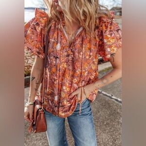 Floral Orange Blouse